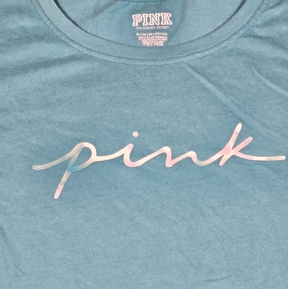 Victoria's Secret Pink Shirt Casual Crew Neck Short Sleeve Pullover Blue XL - Picture 3 of 6